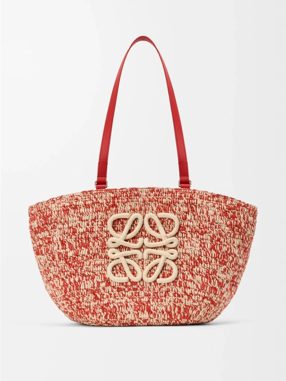 NWT AUTHENTIC Medium Eclipse basket in raffia and calfskin
